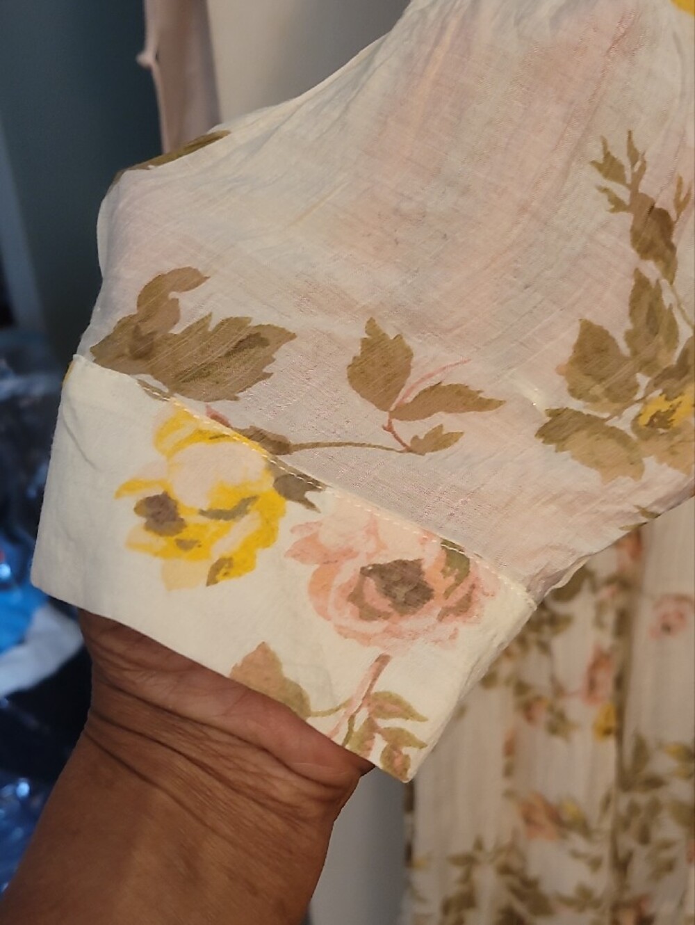 Worn Once, MSK Cream Maxi Shirt Dress with Pink & Yellow Floral Print - Picture 4 of 9